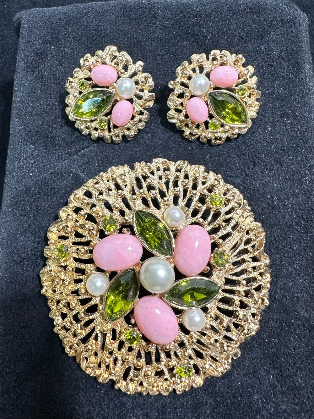 Vtg Sarah Coventry Splendor Brooch & Earring Set